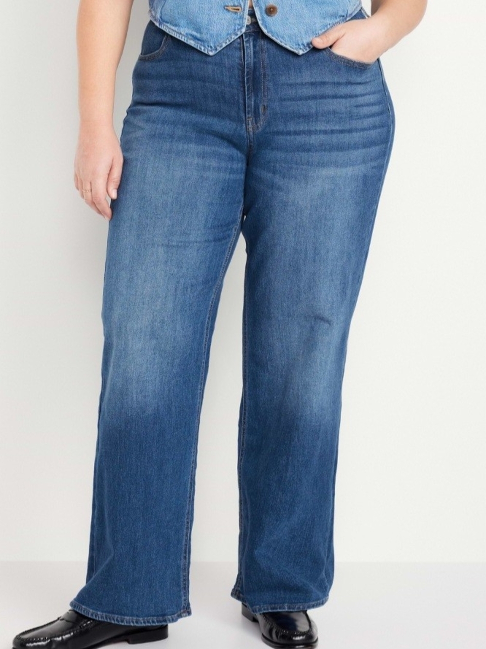 Old Navy | High Rise Wow Wide Leg Medium Wash Plus Size Jeans Size 28 Long Nwt!